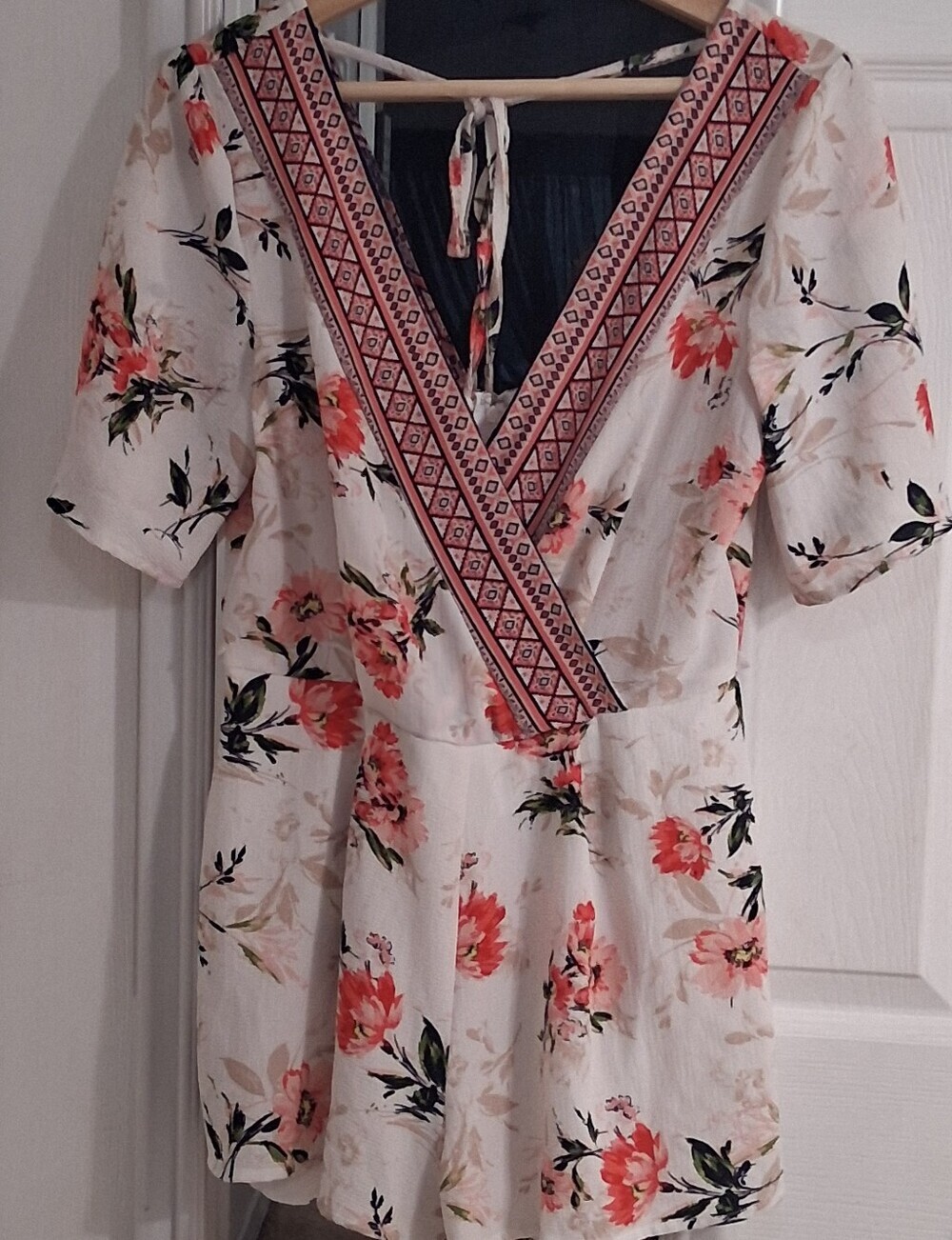 Three Pink Hearts Floral Romper Size M